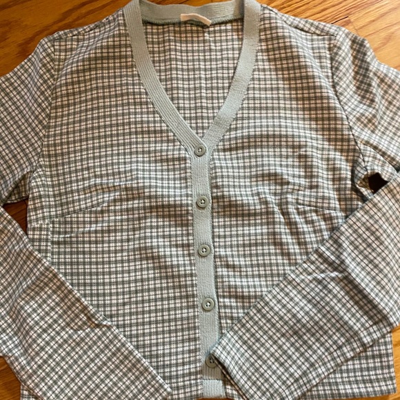 Green Plaid Cotton Knit Cardigan | Poshmark